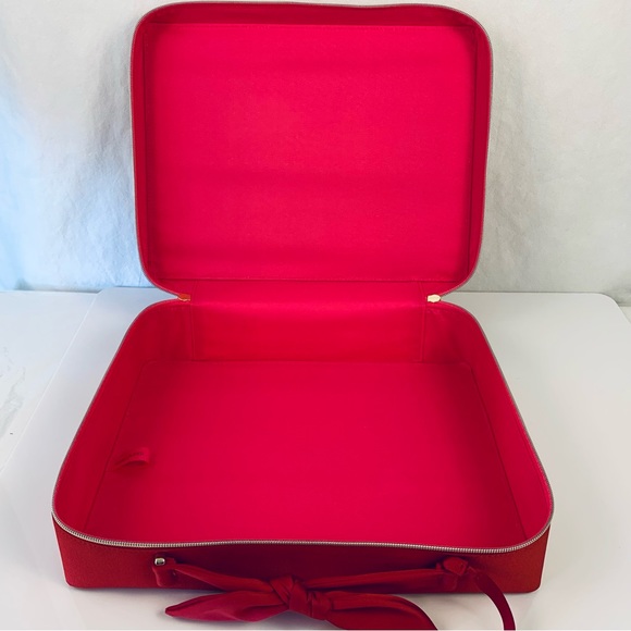 Estée Lauder Red Pink Peppermint Makeup Train Zip Case Travel Bag - Picture 11 of 12